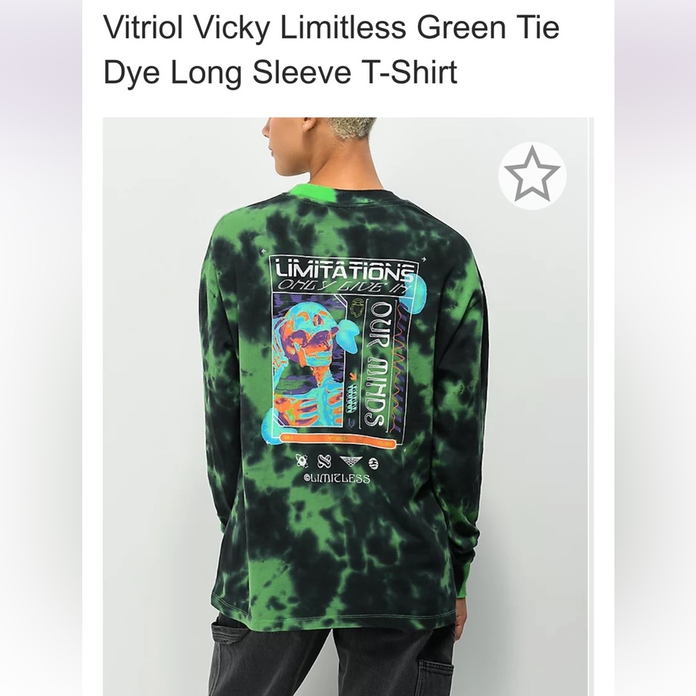 NWOT Vicky Limitless Green Tie Dye Long Sleeve T-Shirt from Vitriol sz MEDIUM